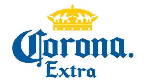 Corona Extra beer logo featuring a golden crown above the blue text.