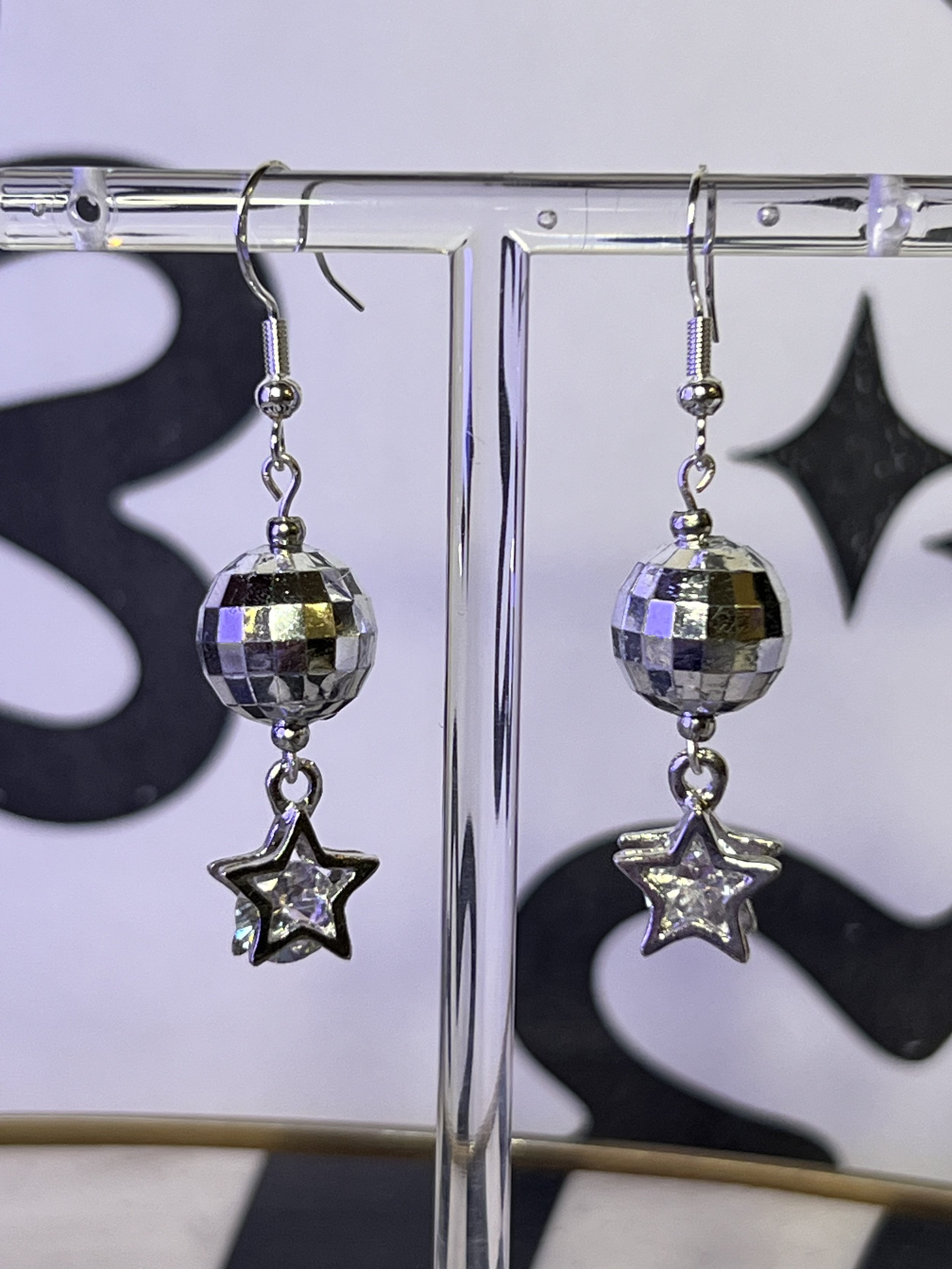 Disco Ball Star Dangle Earrings