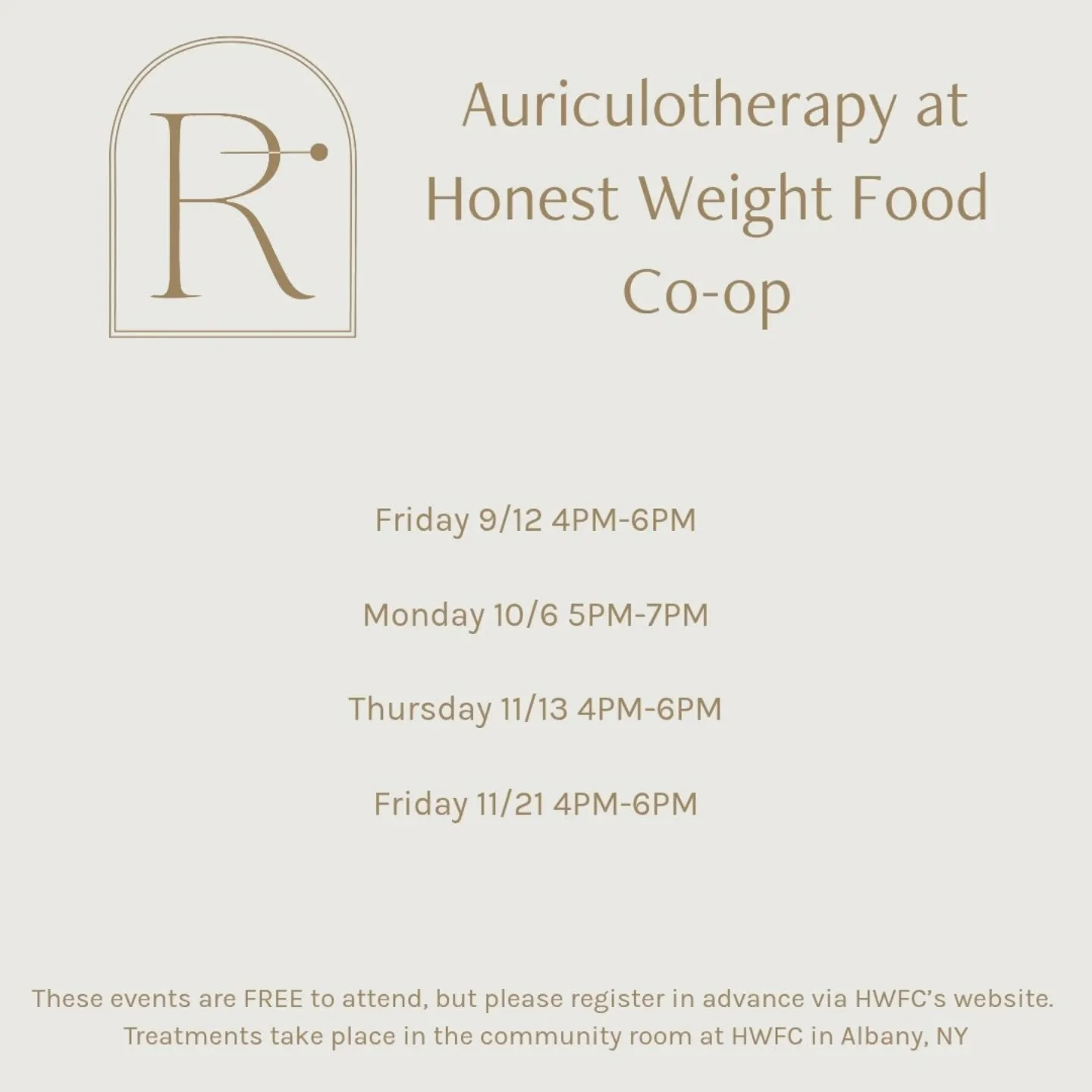 🍂 Feel good this fall! Join me for FREE auriculotherapy at @honestweightfoodcoop 

🍂 Visit their website to reserve your spot! I can't wait to see you and your ears!

#Auriculotherapy #albany #albany #upstateny #wellnessevents