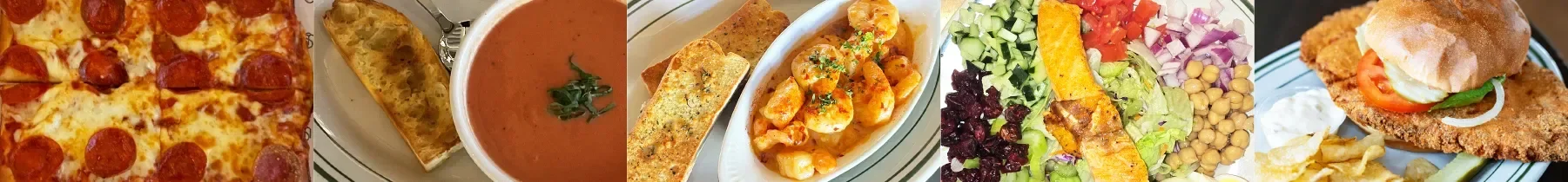 Collage of lunch menu items