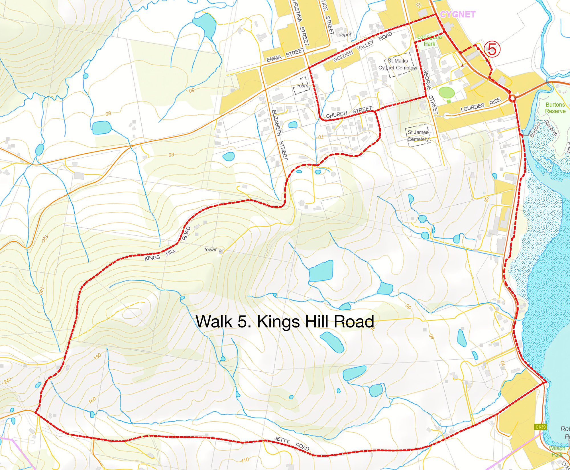 Walk 5  
Kings Hill Road Loop