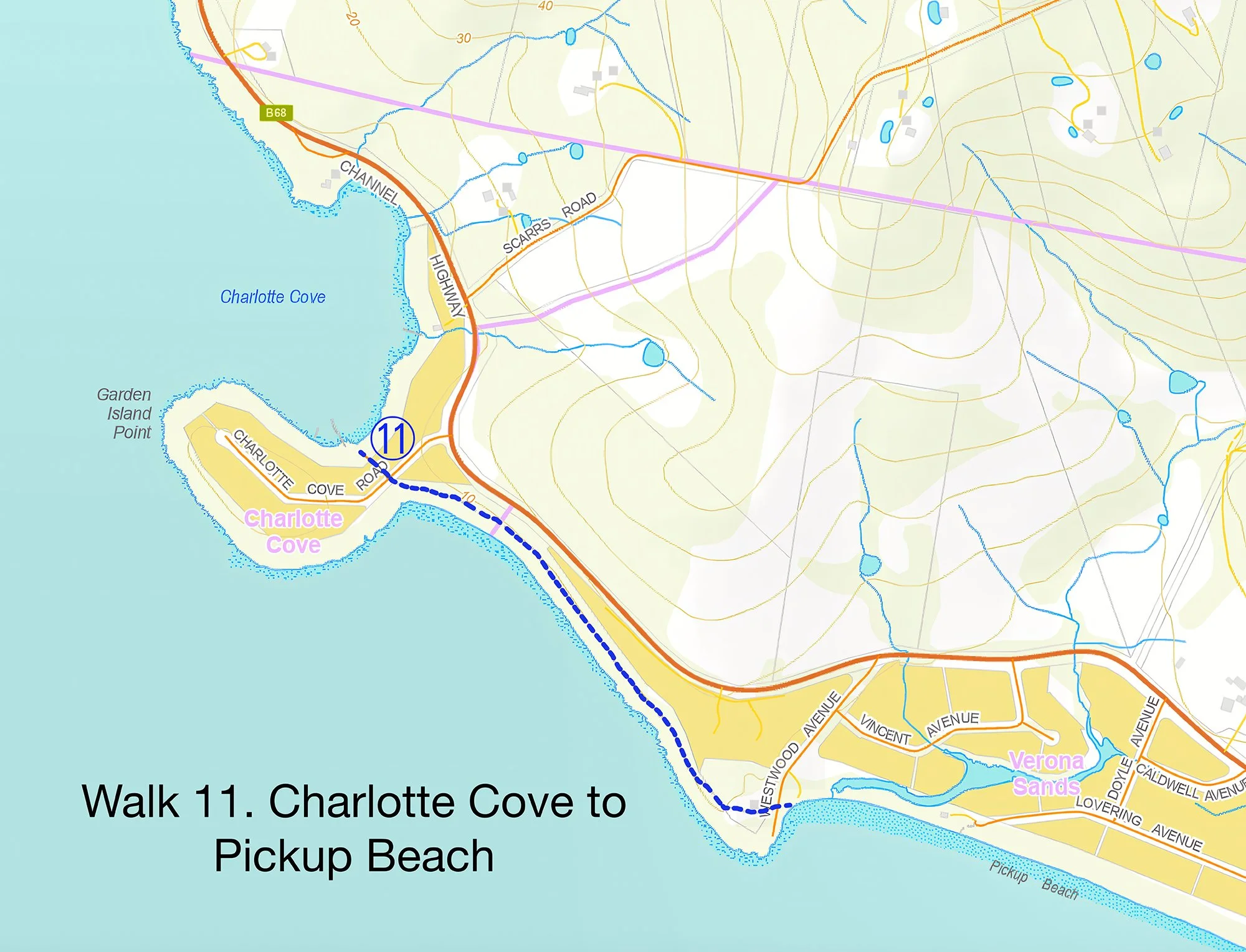 Walk 11  
Charlotte Cove to Pickup Beach