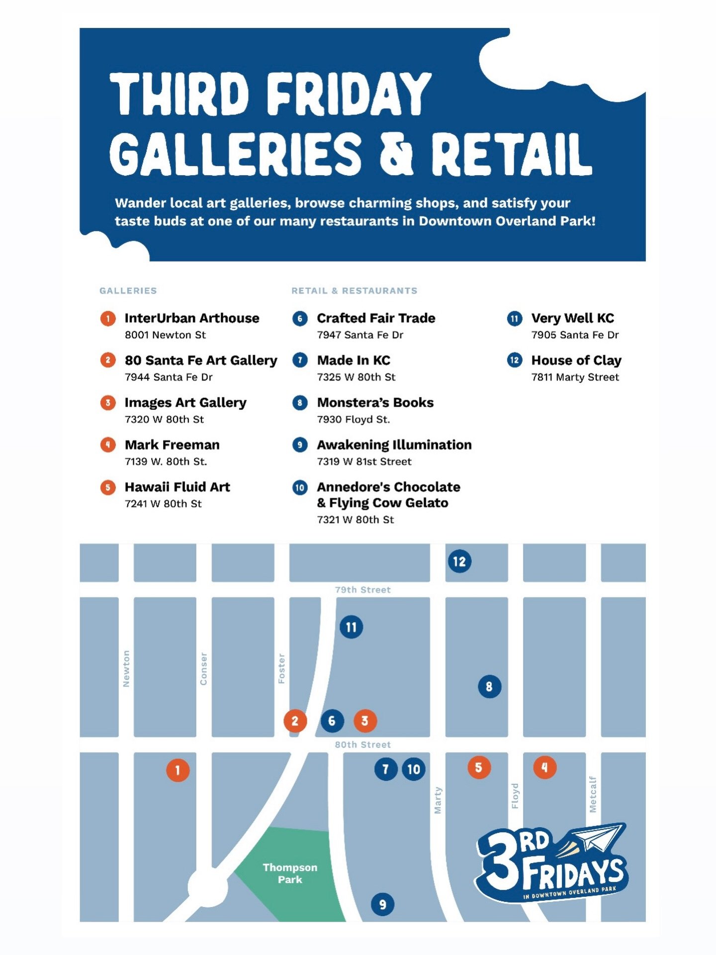 Join us for Third Friday in Downtown OP TONIGHT from 5&ndash;7pm ✨

Explore local galleries, pop into your favorite shops, and make a night of it with dinner, drinks, and something sweet in Downtown OP! 🎨🛍️🌮🍹