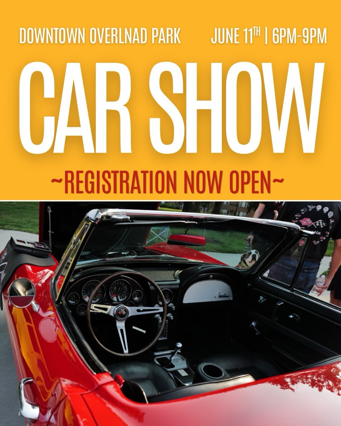The Car Show Registration is officially OPEN 🚗✨

We&rsquo;re getting ready for the annual Downtown Overland Park Car Show on June 11th from 6&ndash;9PM and we&rsquo;re on the hunt for standout cars to line the streets.

Classic, contemporary, or som