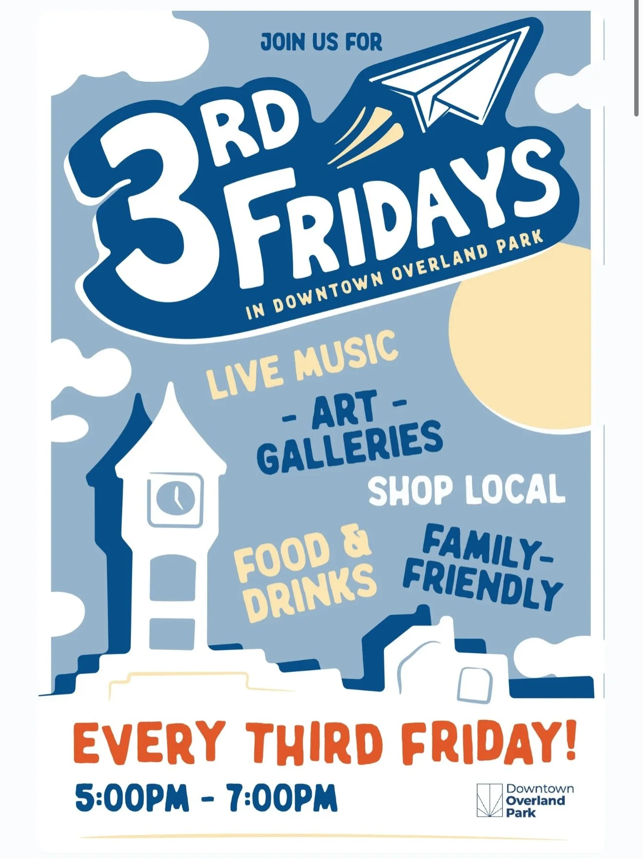 Third Friday is happening TONIGHT in Downtown OP ✨

Join us from 5&ndash;7pm to wander through local galleries, pop into your favorite shops, and turn it into a full night with dinner, drinks, and something sweet! 🎨🍹🌮

Rain or shine, Third Friday 
