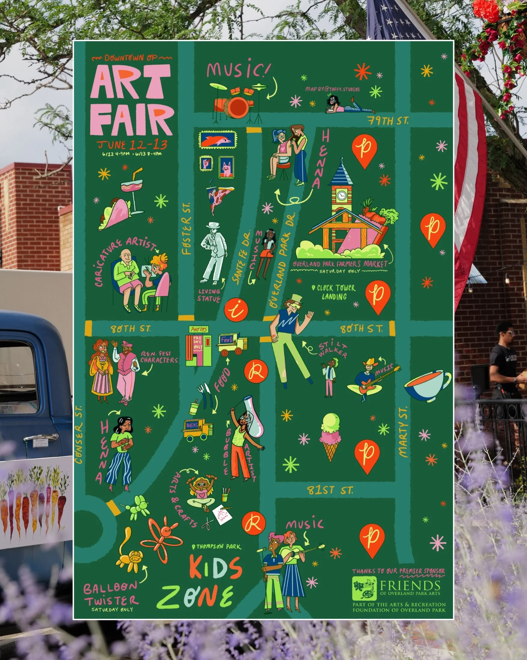 Join us this weekend for the Annual Downtown Overland Park Art Fair! 🎨📸🎸

Friday, June 12th from 4PM&ndash;9PM
Saturday, June 13th from 8AM&ndash;4PM

Explore 125 talented artists showcasing original paintings, photography, sculpture, jewelry, cer