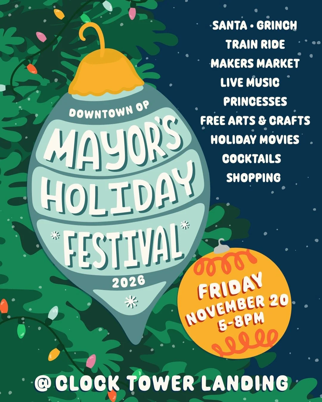 Put your business at the center of one of Downtown Overland Park&rsquo;s favorite holiday traditions!✨

The Mayor&rsquo;s Holiday Festival brings the community together at Clock Tower Landing for an evening of holiday festivities, shopping, entertain