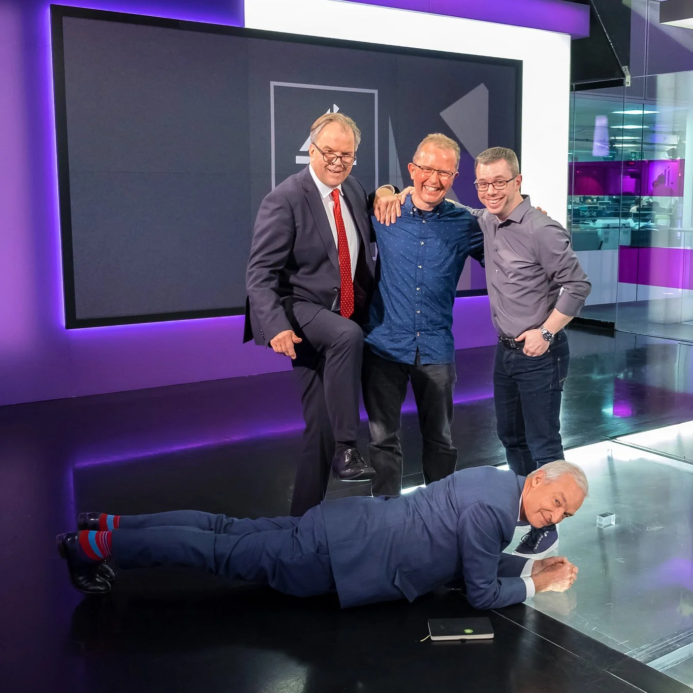 Matt Frei, Martin Collett, me and Jon Snow in the Channel 4 News studio