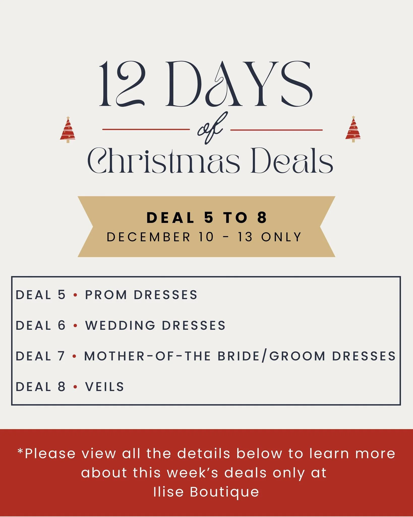🎄12 Days of Christmas Deals at Ilise Boutique / Les 12 Jours d'Aubaines de No&euml;l chez Ilise Boutique 🎄(version fran&ccedil;aise sur notre page Facebook)
...
4 Deals for 4 Days x 3 weeks = 12 Days of Christmas Deals!!! Sorry about the Math 😅 bu