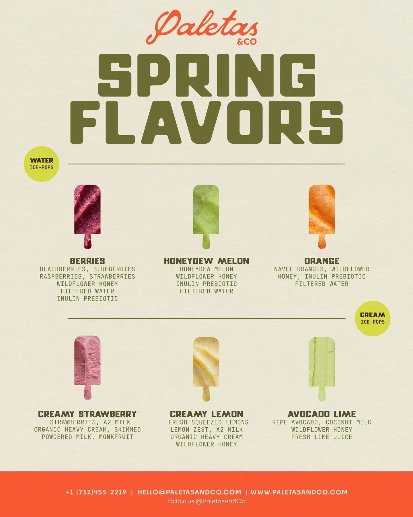Spring is in full bloom, and so are our flavors! At Paletas &amp; Co. we keep it clean, simple, and seasonal.

Our spring flavors feature refreshing blends of bright citrus 🍋, sweet berries 🫐, and tropical notes 🥑 that perfectly capture the essenc