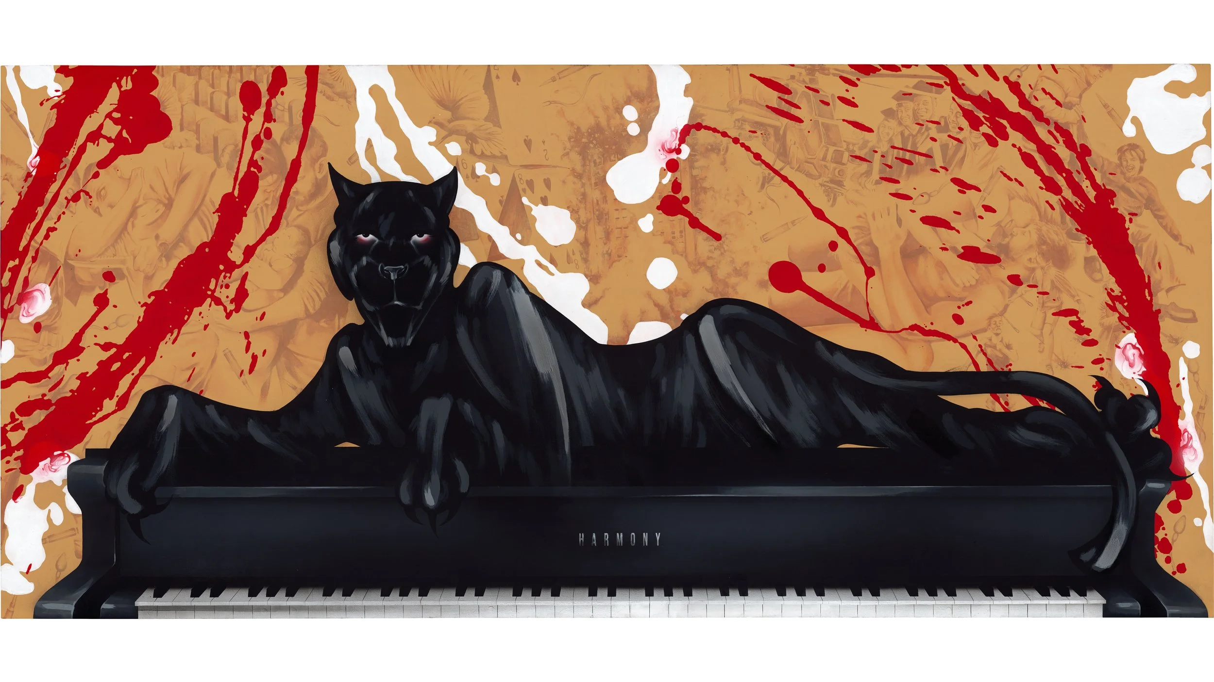 "Harmony", 2025.  Acrylic paint on wood, 200x90 cm/ 79x35 inch.