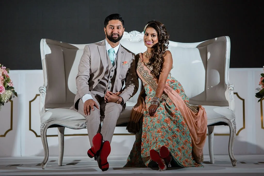 disneyland wedding reception south asian indian red bottom shoes