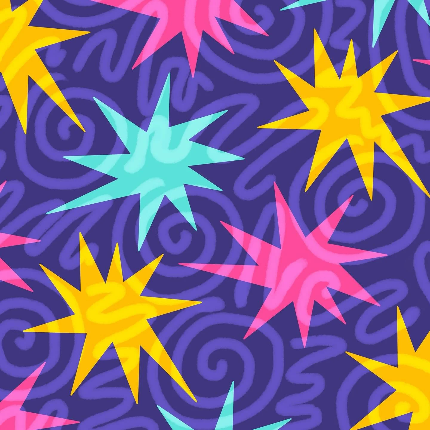 🌀✴️✨💖 #90s #90saesthetic #90spattern #spirals #fun #illustration #illustrator #surfacepattern #surfacepatterndesign