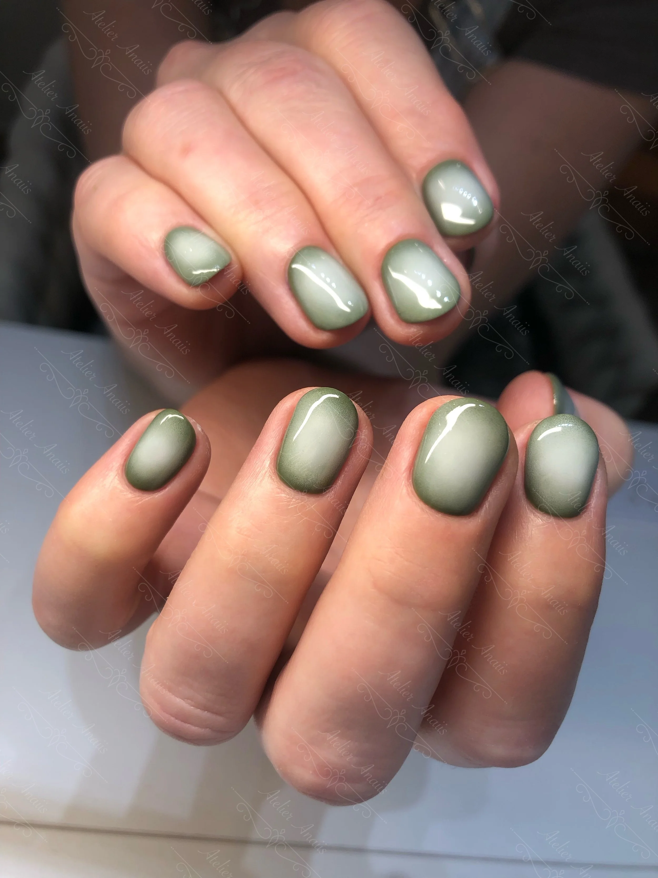 Soothing Green Short Nail Art.JPG