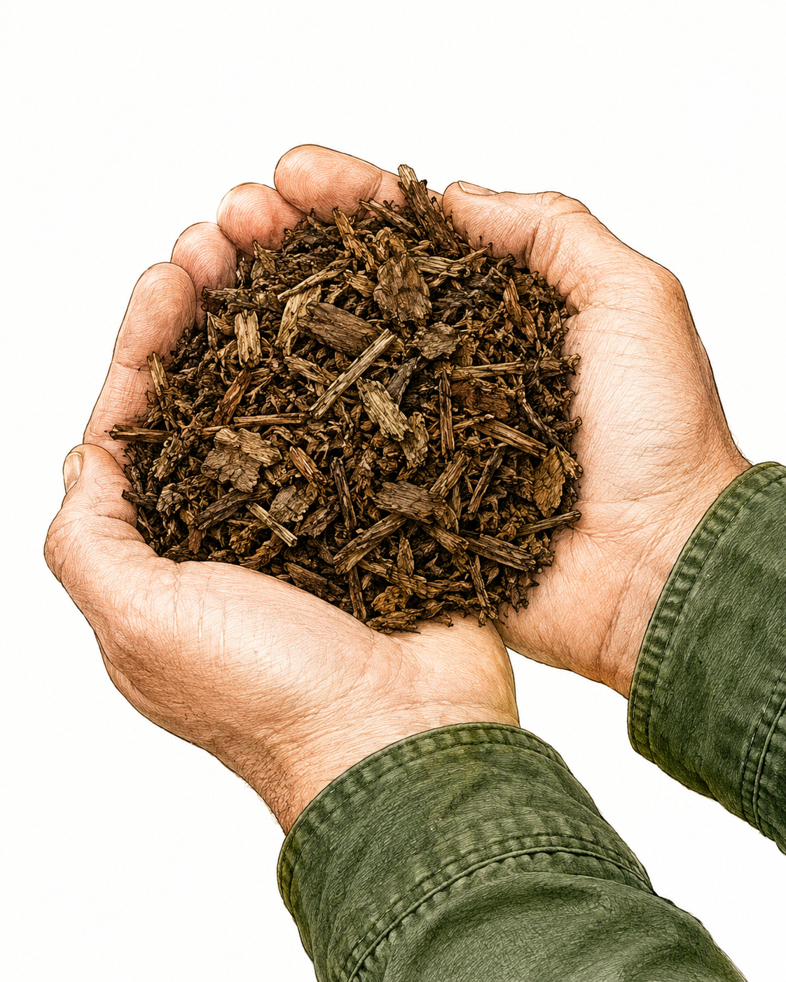 An illustration of mulch, as a metaphor for protective gel that shields natural nails at Atelier Anaiis.