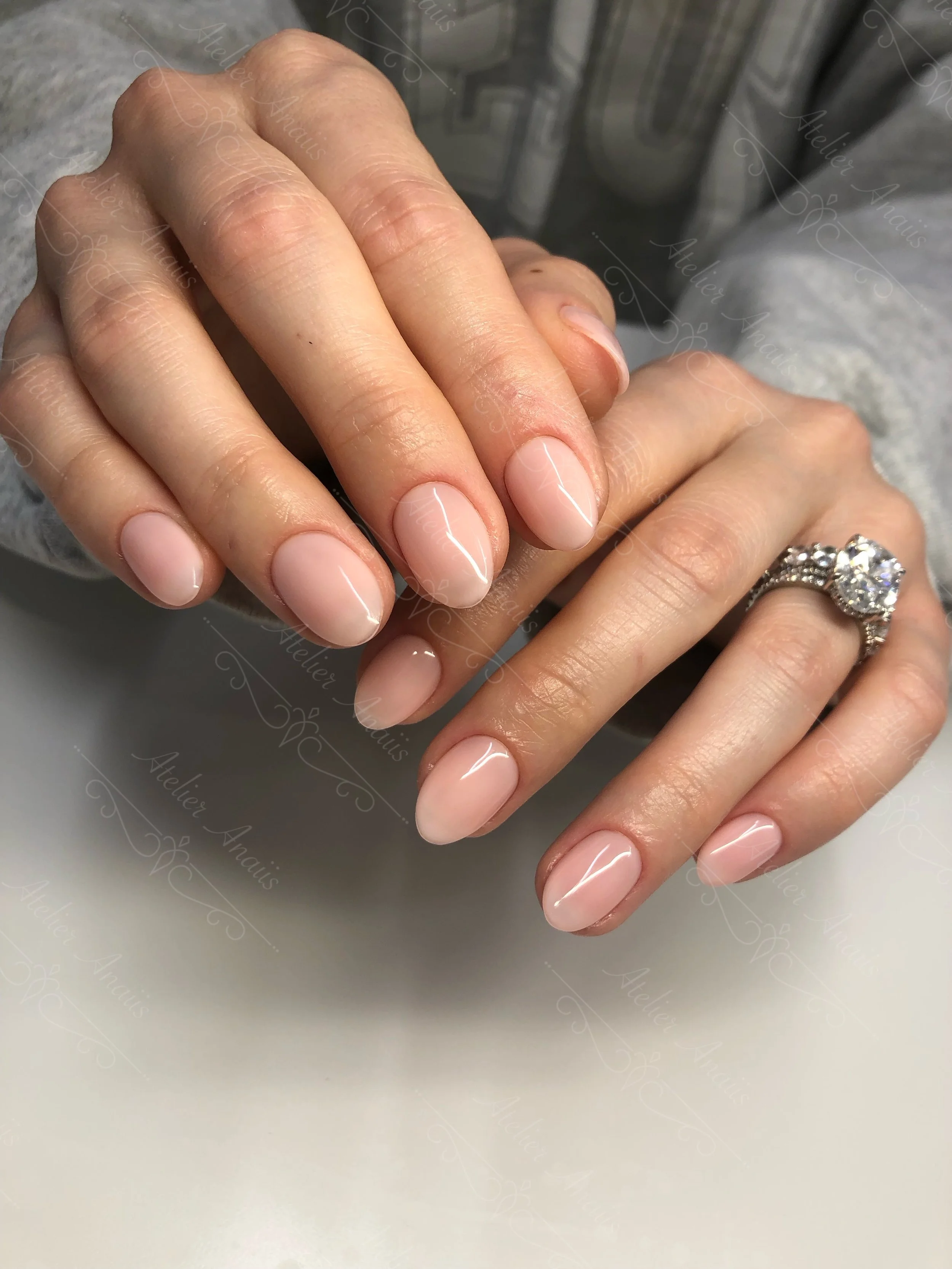 Medium bridal soap nails in sheer ballet slipper pink. 