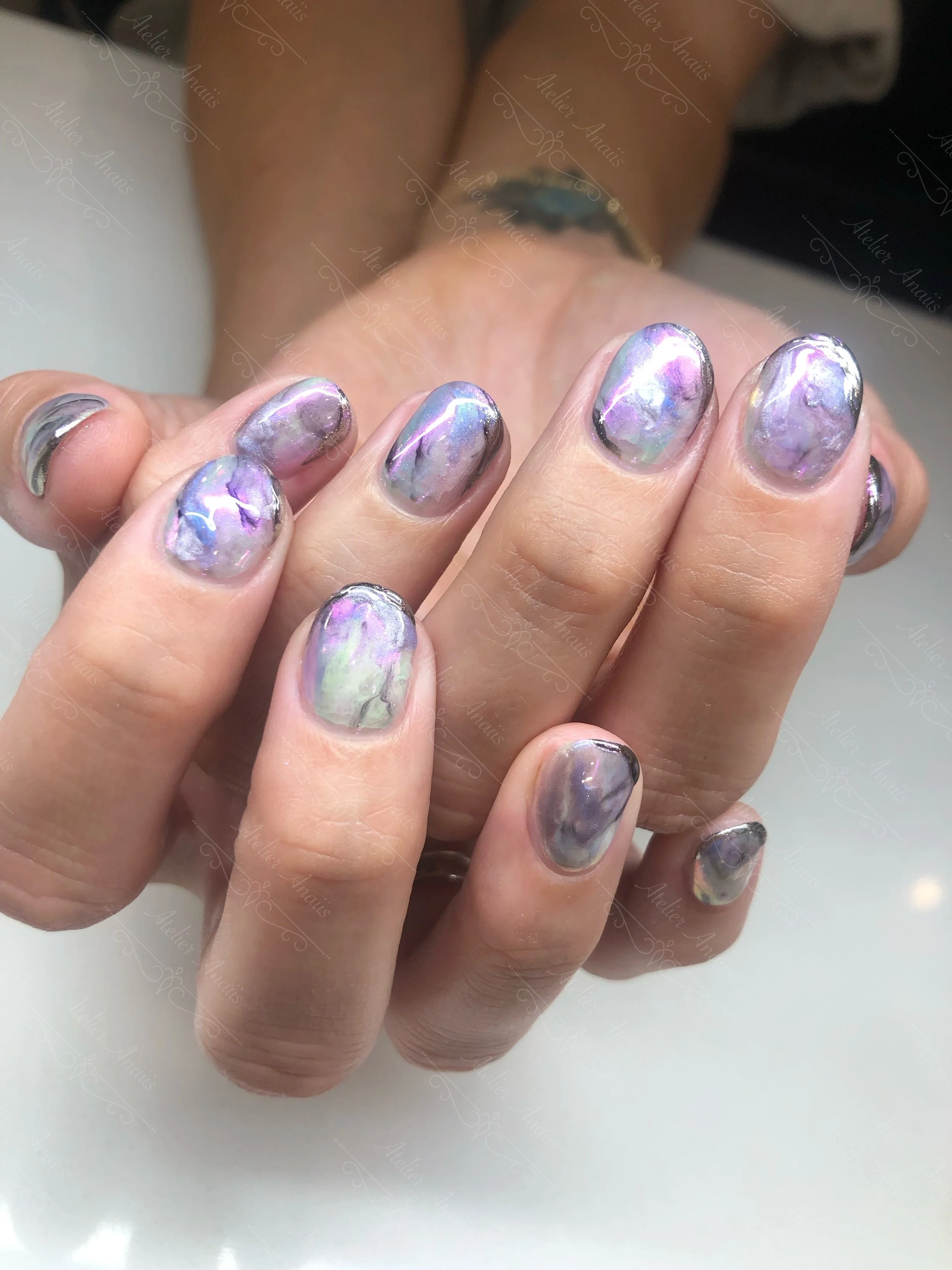 Galaxy Ombre Short Nail Art.JPG