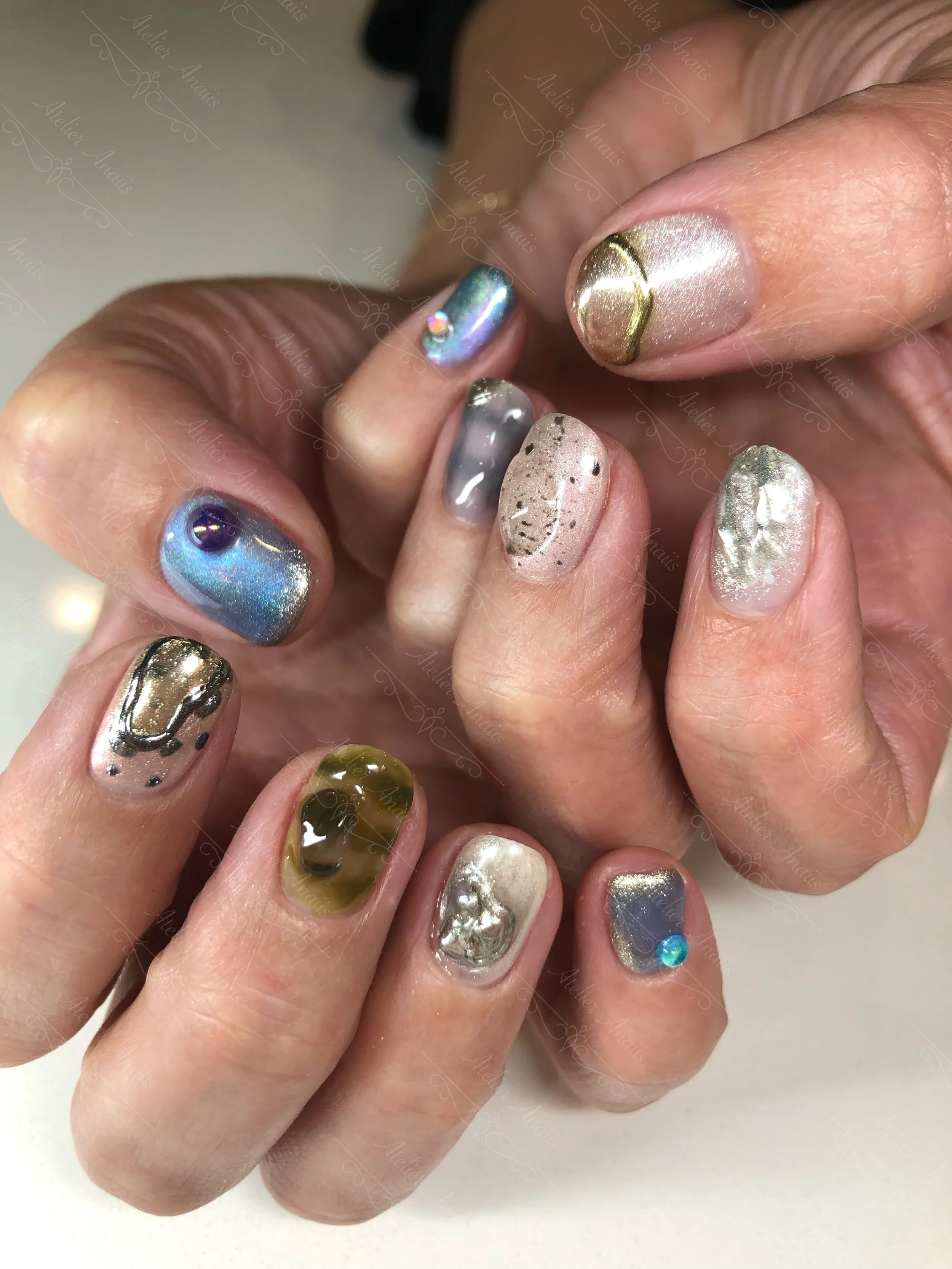 Abstract Textural Short Nails Art.JPG