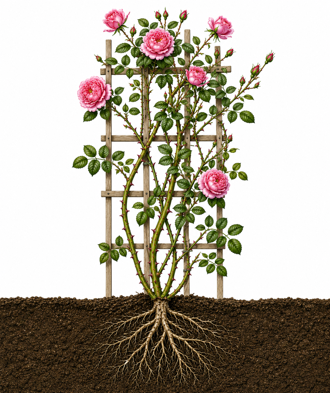 Illustration of a rose plant, as part of an Atelier Anaiis client case study.