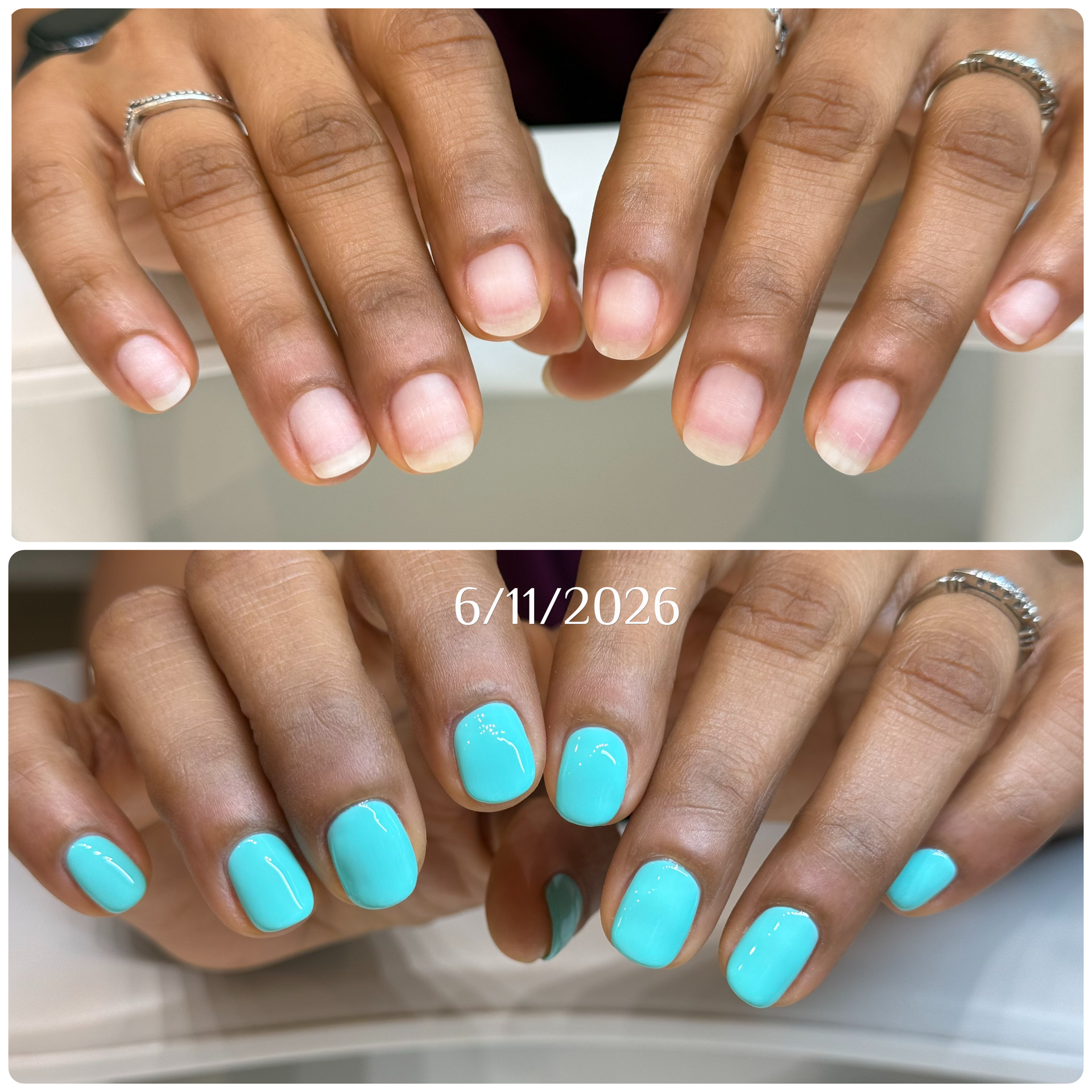 The result of a six month transformation by Atelier Anaiis, showing beautiful, healthy, and strong nails.
