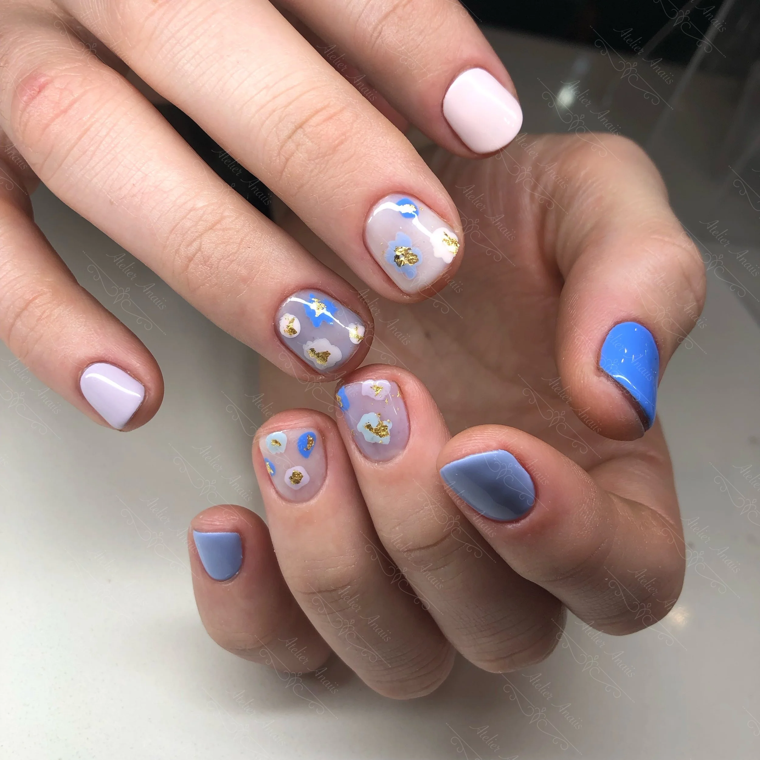 Blue Flower Short Nails.JPG