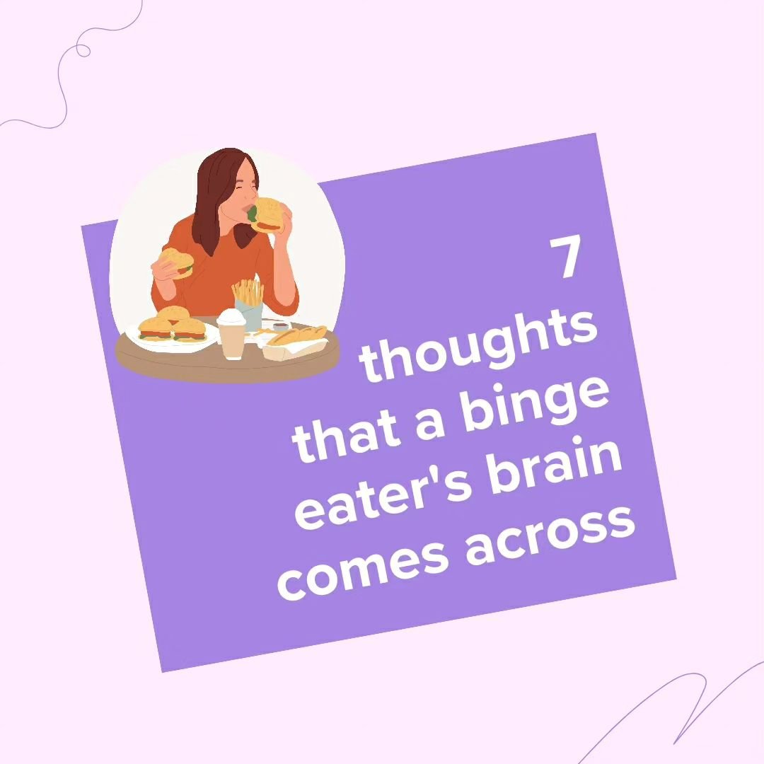 Binge eating disorder is a complex condition involving a dysregulation of various brain functions related to appetite control, reward processing, and emotional regulation.

Here are 7 thoughts that a binge eater's brain who also suffer from past trau