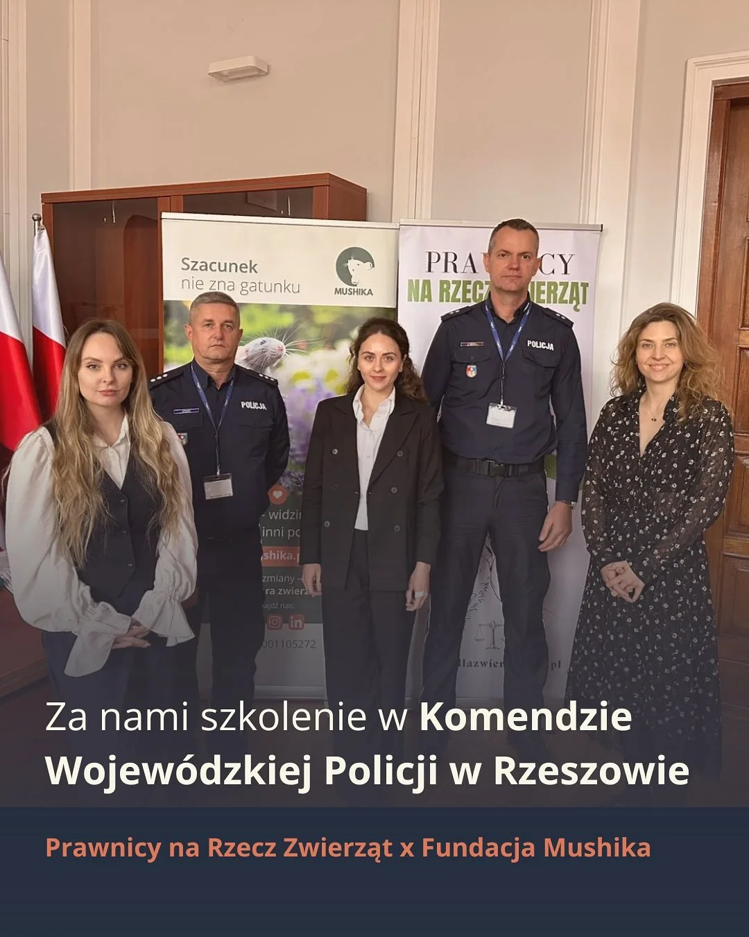 🚨 Kolejne szkolenie za nami!

Dzięki wsp&oacute;łpracy Prawnicy na Rzecz Zwierząt  i Fundacja Mushika funkcjonariuszki i funkcjonariusze jednostek podległych Komendzie Wojew&oacute;dzkiej Policji w Rzeszowie uczestniczyli w szkoleniu poświęconym prz