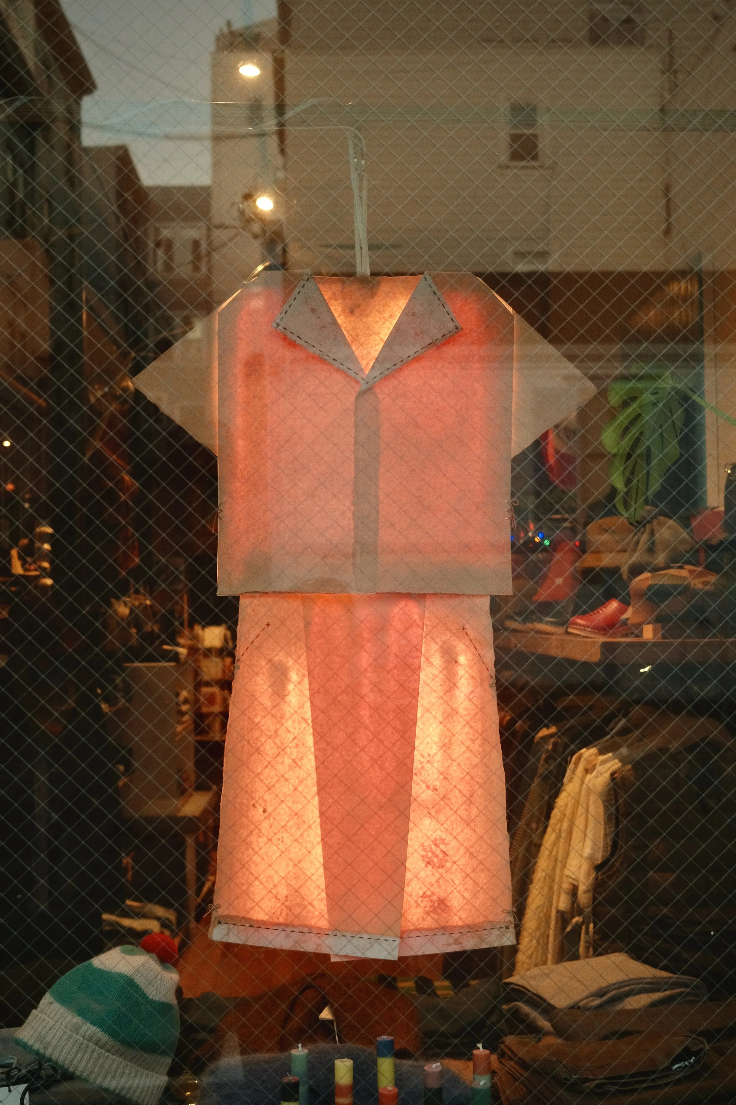 close up of lights in window display