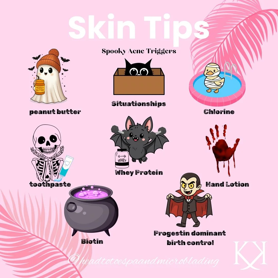 💀 Spooky Acne Triggers

There&rsquo;s nothing scarier than a breakout haunting you after Halloween&hellip; 👻

Some spooky acne triggers you might not expect:
💊 Progesterone-dominant birth control
✋ Hand lotion (yes, even the &ldquo;moisturizing&rd