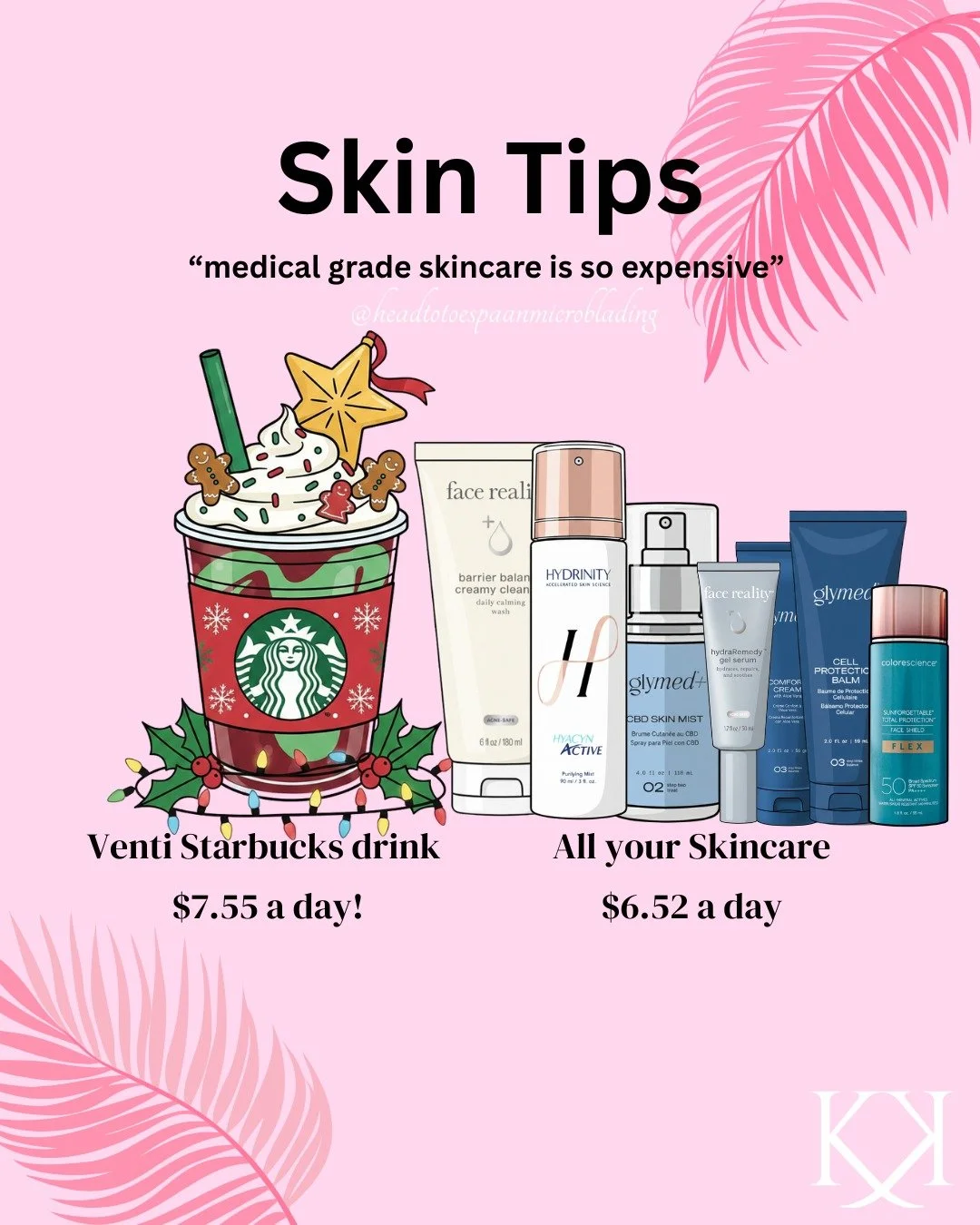 Your entire daily skincare routine costs less than your Venti Starbucks. 🤯 It's time to shift your perspective! When you first invest in professional products, the cost can seem high, but remember: these last for months and run out at different time