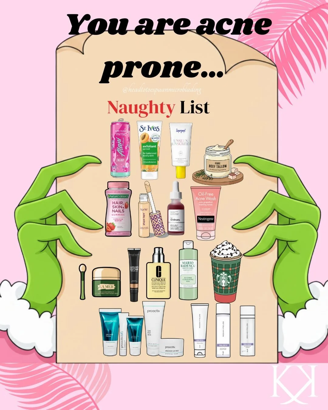 🎄✨ Acne-Prone Naughty &amp; Nice List ✨🎄

Naughty:
❌ Listening to influencers with completely different skin
❌ Trend-hopping products that disrupt your microbiome
❌ &ldquo;One-size-fits-all&rdquo; skincare advice

Nice:
✅ Listening to skincare prof