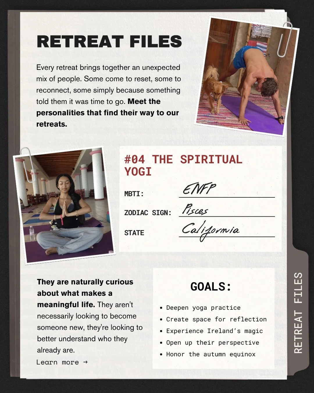 Meet the personalities that find their way to our retreats&hellip;  #04: The Spiritual Yogi 🌀

Tag a Spiritual Yogi who needs a retreat! 
 
#retreatarchetypes #irelandretreat2026 #autumnequinox2026