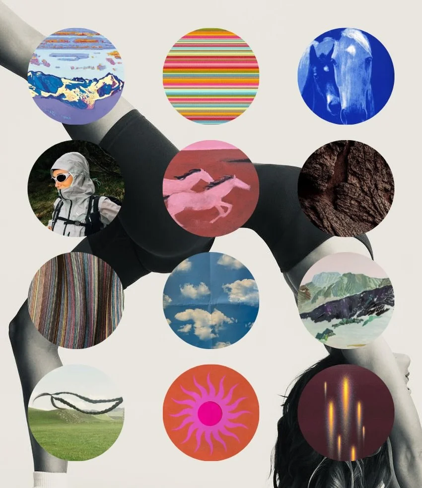 Mood board for our September 2027 retreat&hellip; 
Take a guess where we&rsquo;re going! ☀️🐴🌱🧘&zwj;♀️💖⛰️☁️