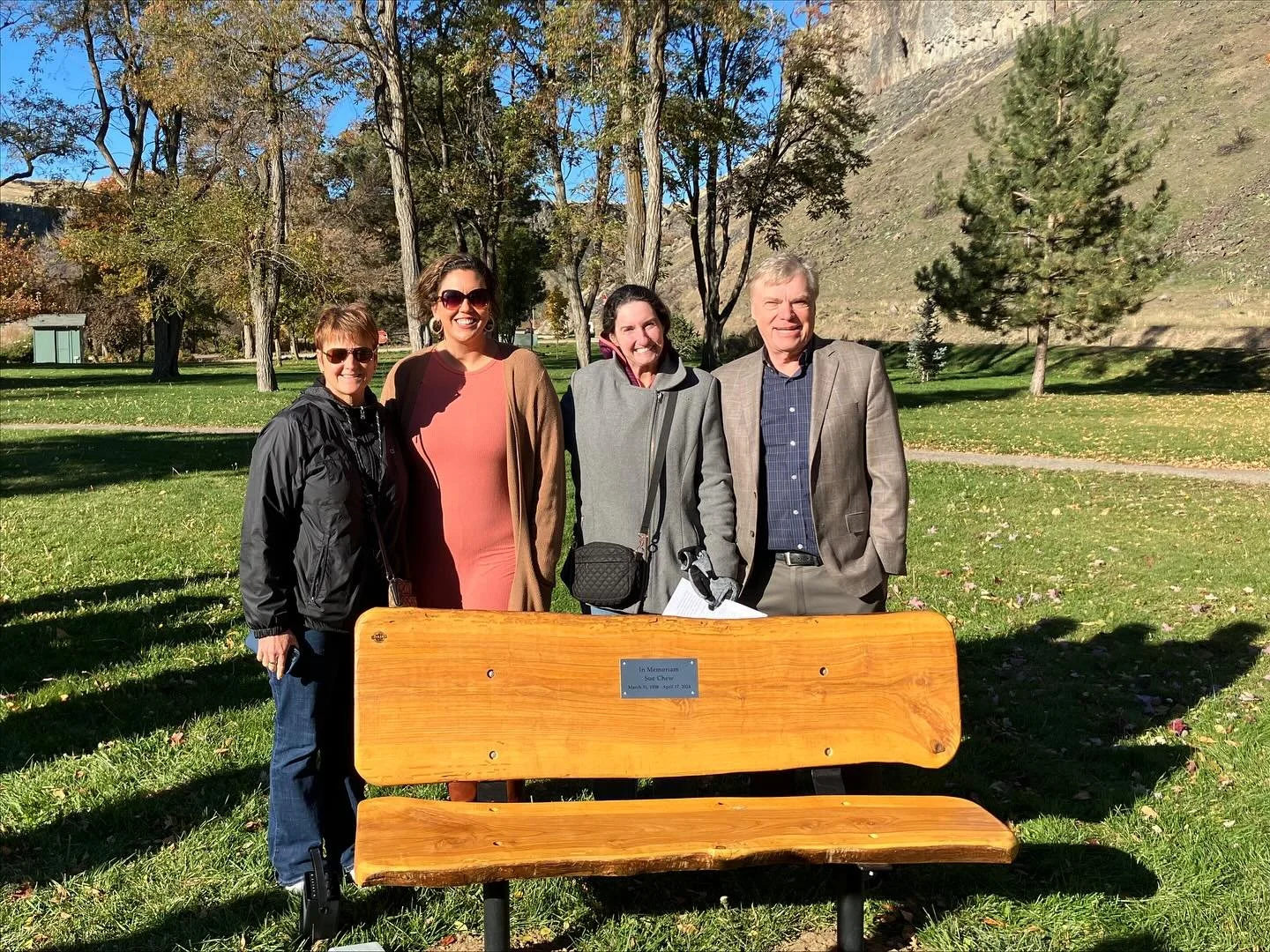 What a beautiful day to remember the life and legacy of Rep. Sue Chew. This beautiful plaque, bench, and tree now adorn Discovery Park&mdash; at Lucky Peak Resevoir.