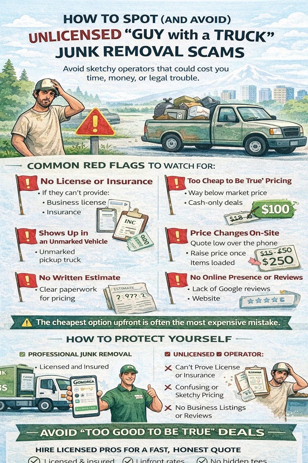 How to Spot (and Avoid) Unlicensed “Guy with a Truck” Junk Removal Scams