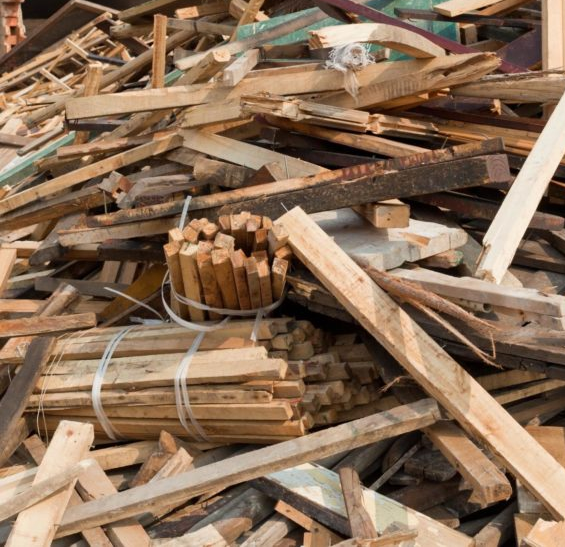 Pile of scrap wood and lumber pieces.