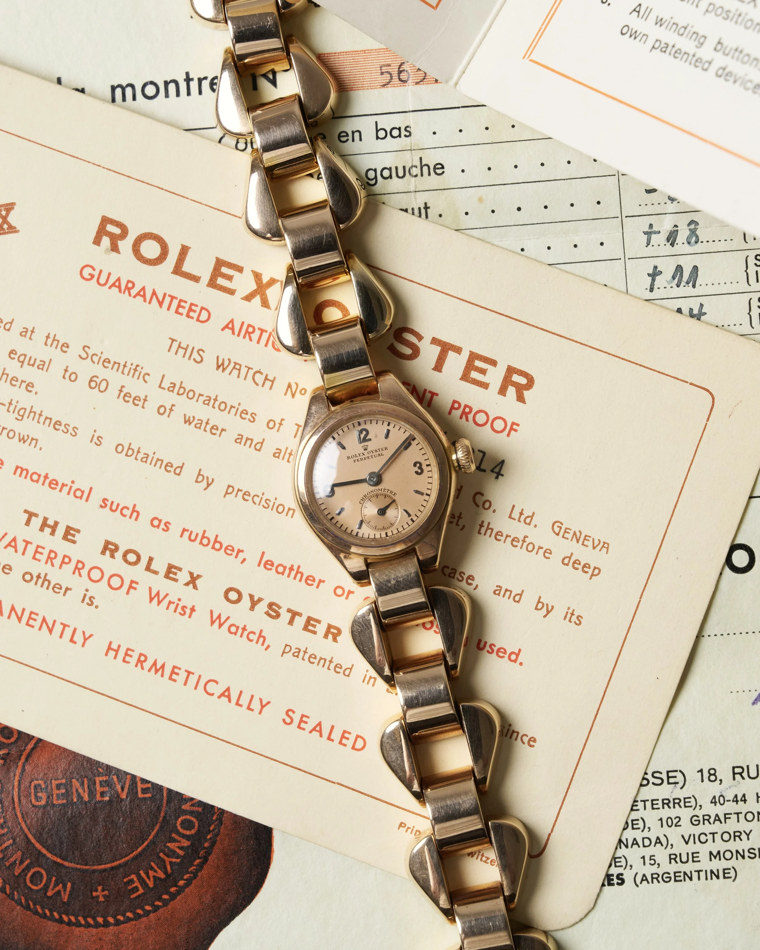 1945 Rolex Oyster Perpetual 18k PG ref.4214 w/Box & Papers