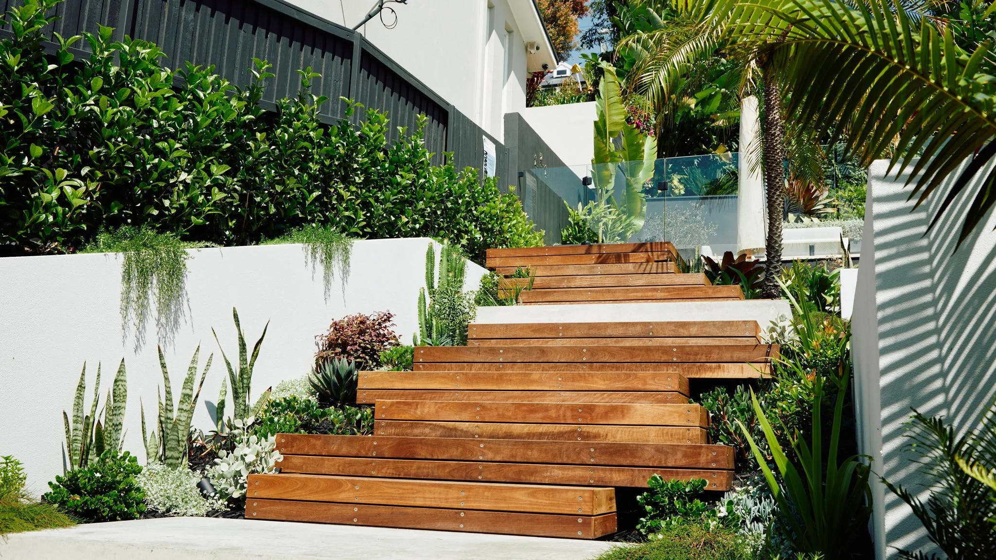 Nield Avenue, Balgowlah offset timber feature steps