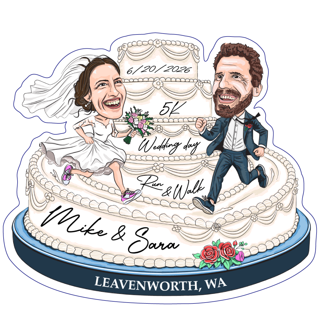 Mike and Sara Custom Wedding Sticker - Full illustration