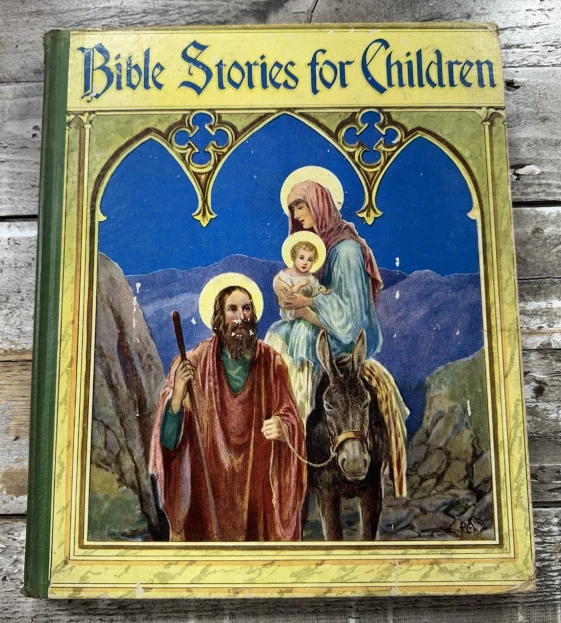 Cover of a children's Bible storybook featuring an illustration of Jesus, Mary, and a donkey similar to materials used in Tunbridge Lutheran Church Sunday School classes.