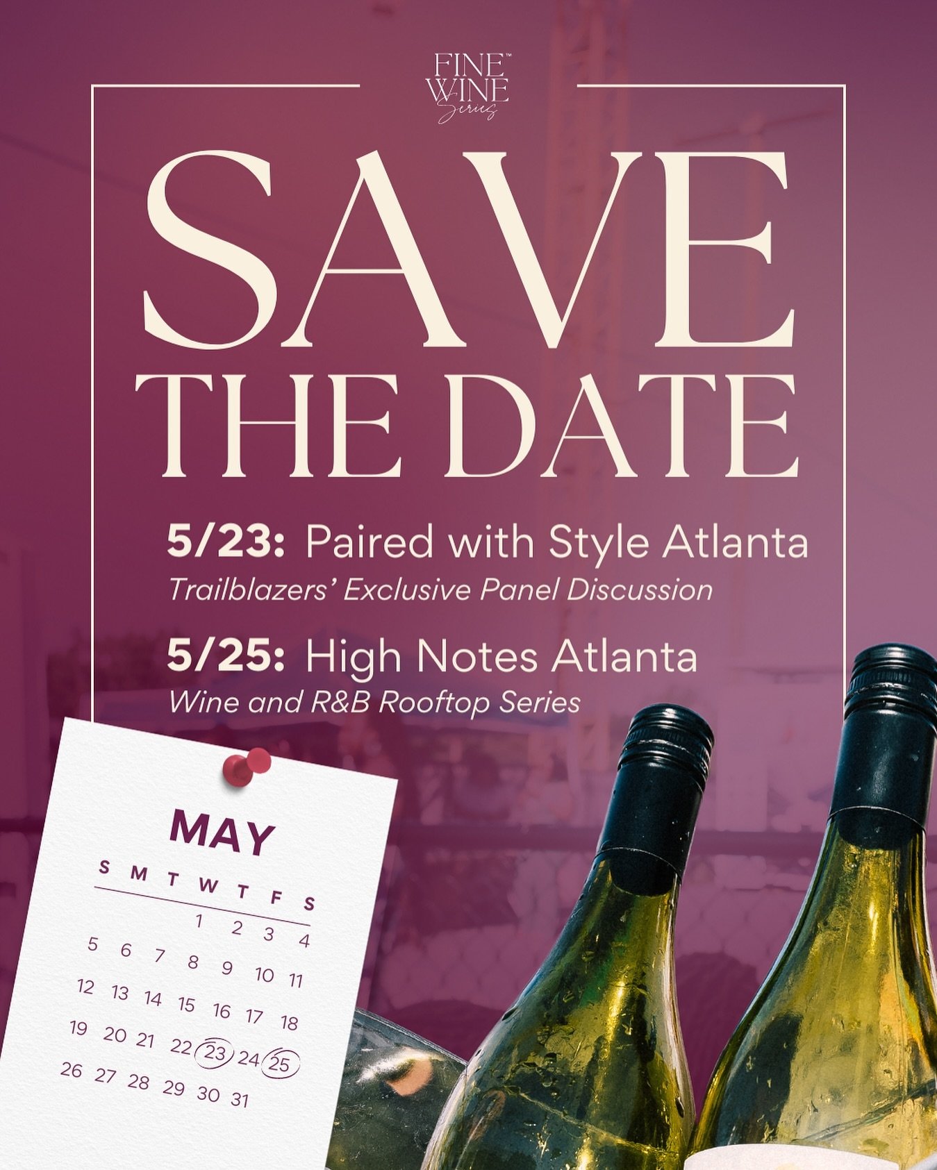 MAY FWS EVENTS LINEUP 🗓️

Here&rsquo;s what we&rsquo;re cooking up&hellip;

Join us May 23rd in Atlanta for our exclusive panel discussion featuring trailblazers in Wine, Food, Fashion and Culture.

And May 25th for our official Atlanta debut of Hig