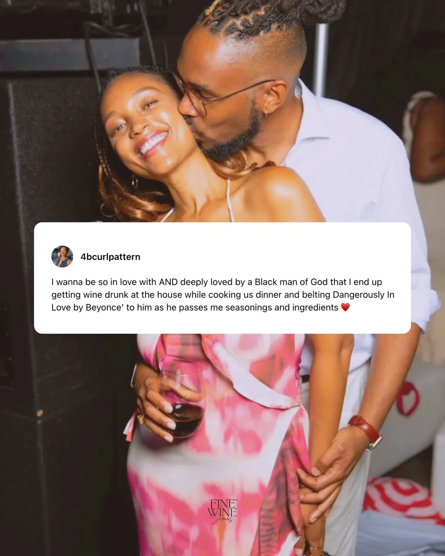 Insert Maxwell&rsquo;s &ldquo;For Lovers Only&rdquo; 🎵

Two strangers. Same song.

💭 Same dream &mdash; love, wine, and slow R&amp;B in the kitchen. 🍷