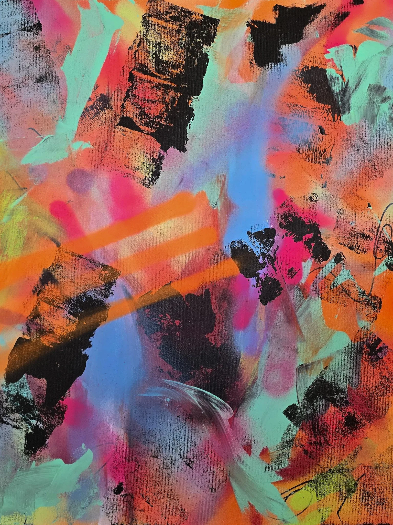 So Be It. 2025. 24x30 in. acrylic & spray paint on canvas.