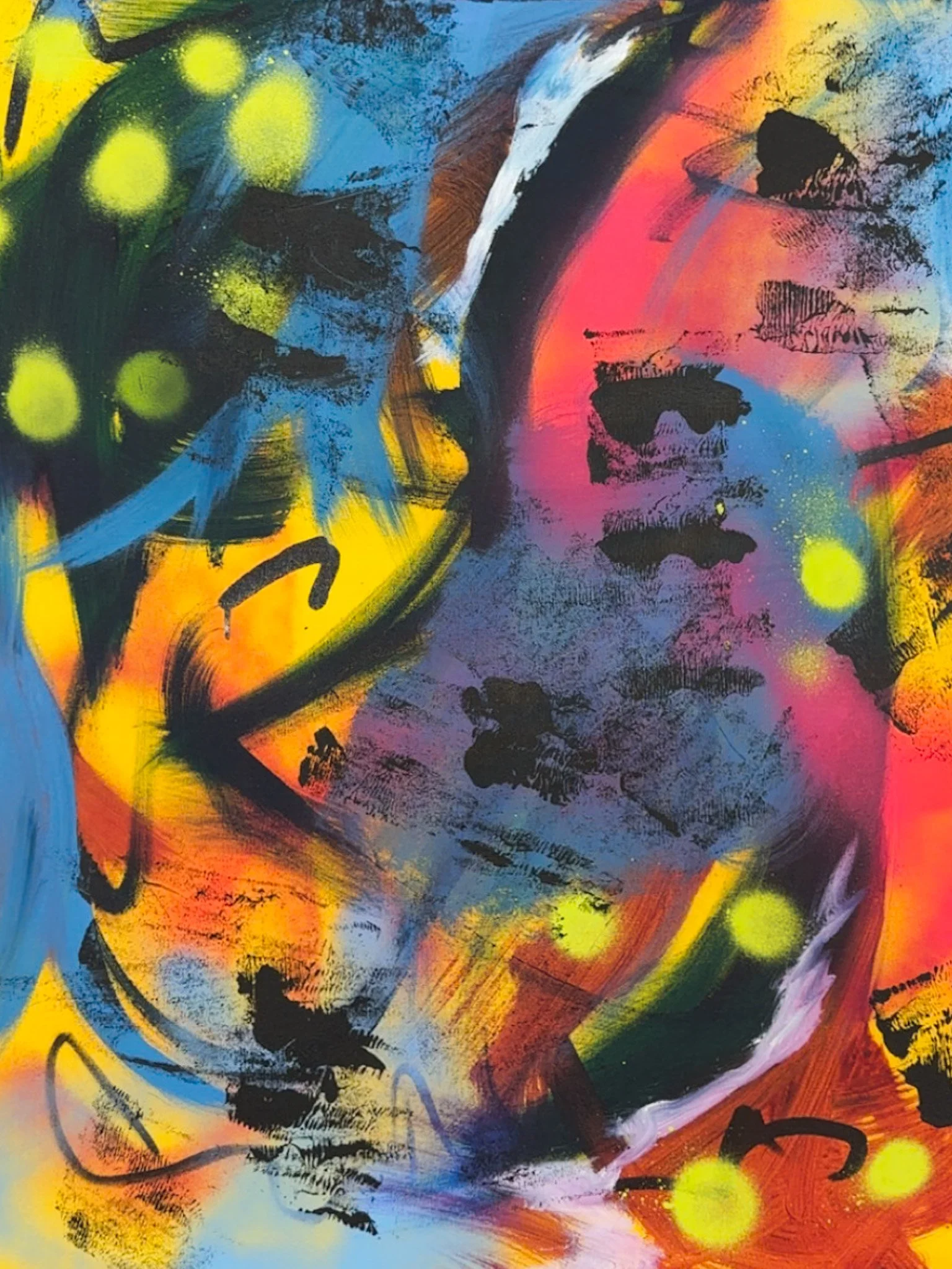Nothing to See Here. 2025. 24x30 in. acrylic & spray paint on canvas.