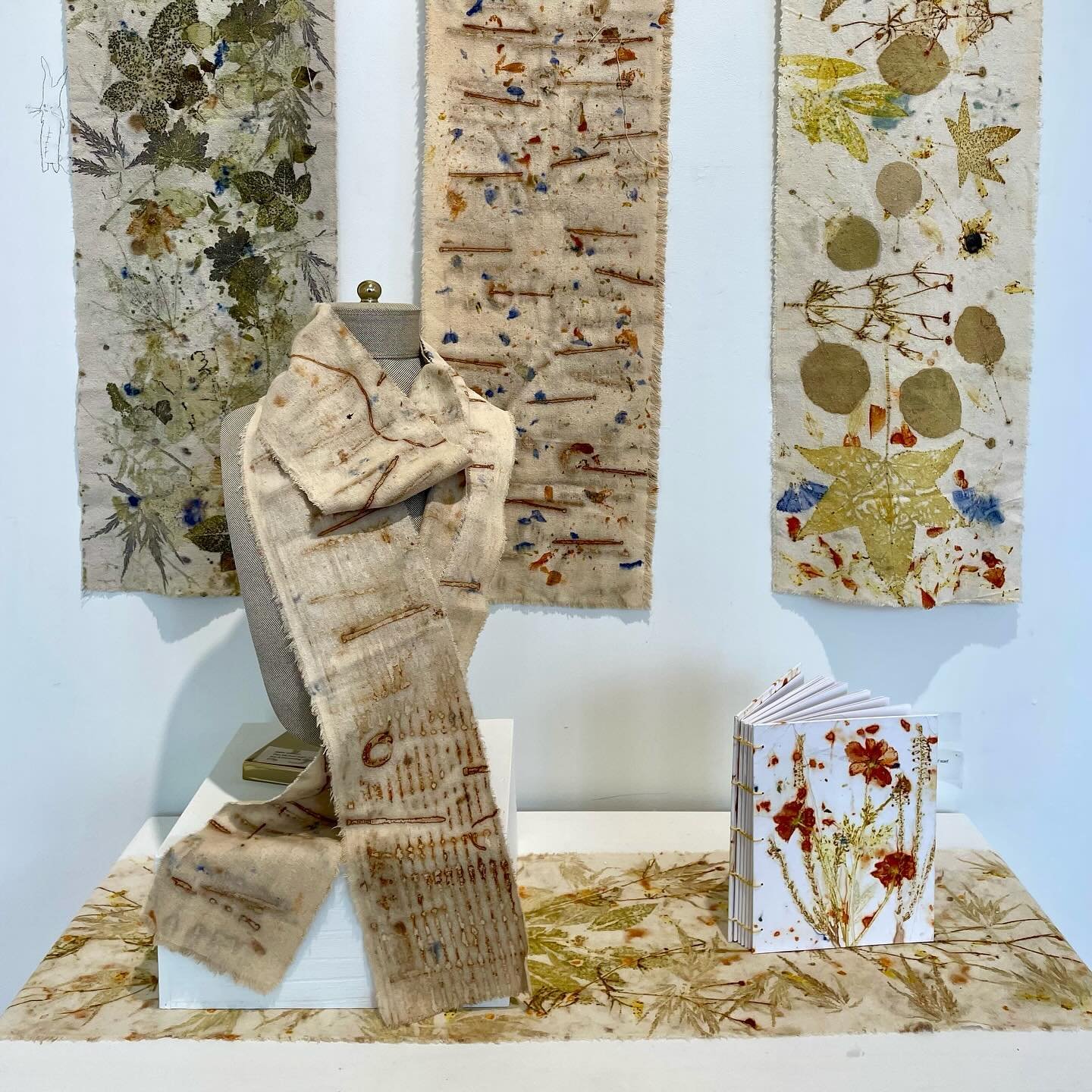 @kathyjohnsonart  ecoprints on raw silk (silk noil) are exquisite!  They are one of a kind and versatile as a scarf, wall hanging or a table runner.

Eco printing is the process of making botanical prints from the natural pigment found in leaves and 