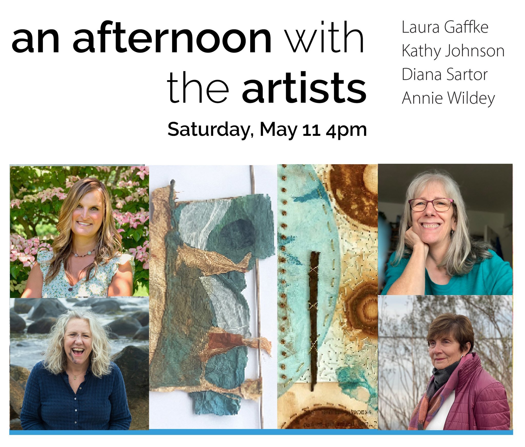 Come join us for an afternoon with the artists in our current exhibition 'In the company of women'. A casual gathering to chat and explore the exhibition with artists Laura Gaffke, Kathy Johnson, Diana Sartor and Annie Wildey.

This is a lovely chanc