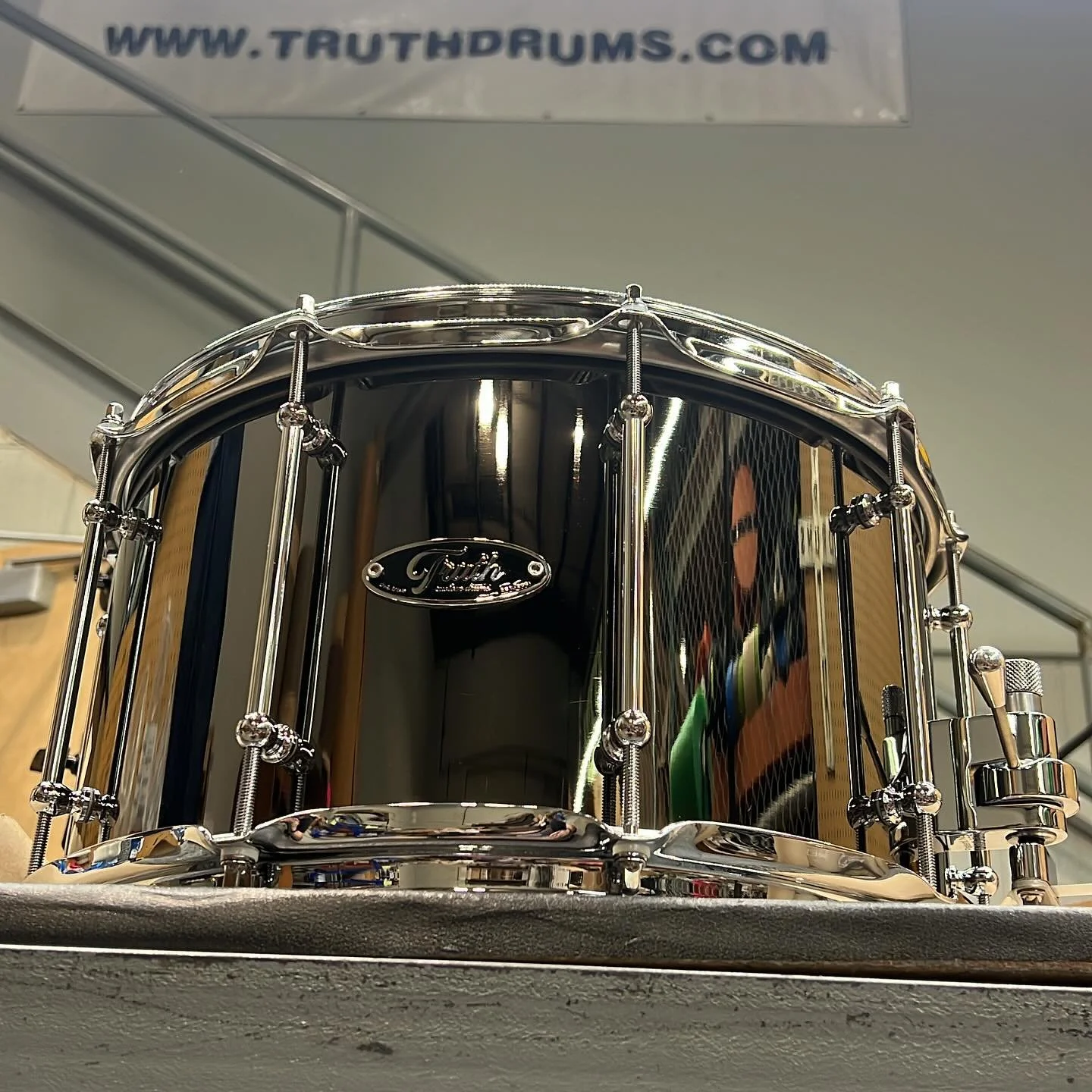 About 18 years ago we designed the first 14x8 black nickel over brass snare with no bead.  Since then this drum has been copied and built by almost every custom and mainstream company out there.  This snare is true to our original 14x8, 1 mil black n