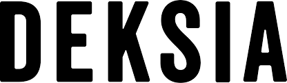Close-up of the word 'DEKSIA' in black, bold, uppercase letters on a white background.