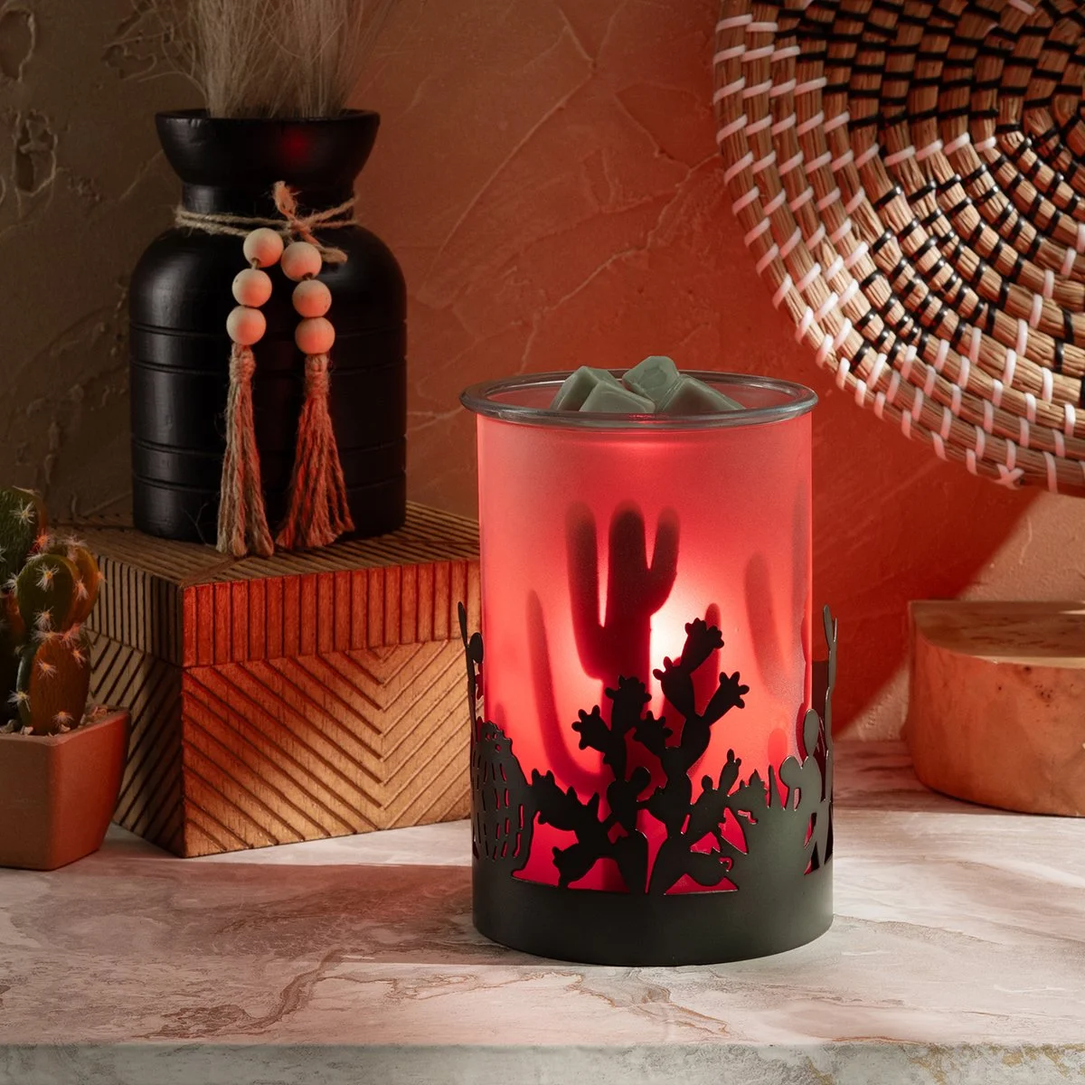 Mohave Scentsy Warmer styled in a warm, modern desert-inspired home setting