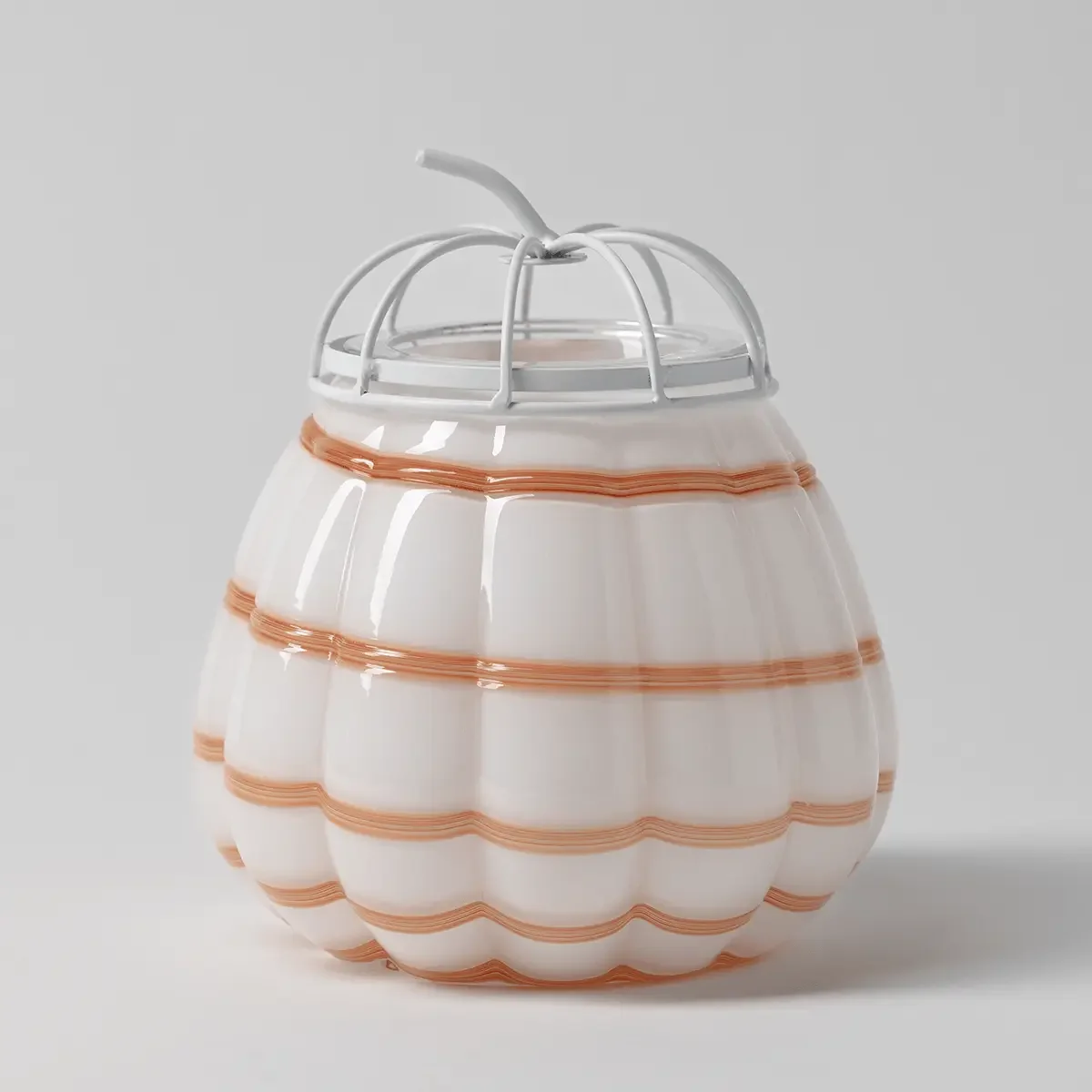 Cider Swirl Pumpkin Scentsy Warmer with white glass and orange swirl accents